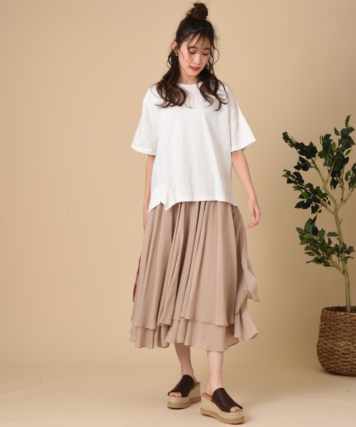 INTERPLANET（インタープラネット）の「シアーレイヤードフレアースカート（スカート・レディース・モカ/チャコールグレー/ベージュ・FREE）」の18枚目の写真