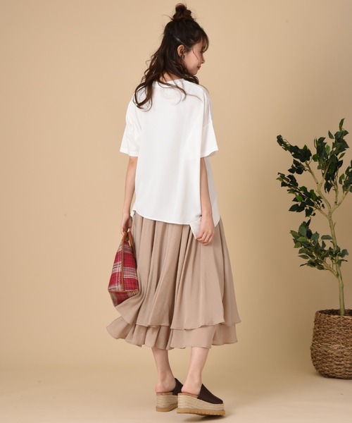 INTERPLANET（インタープラネット）の「シアーレイヤードフレアースカート（スカート・レディース・モカ/チャコールグレー/ベージュ・FREE）」の20枚目の写真