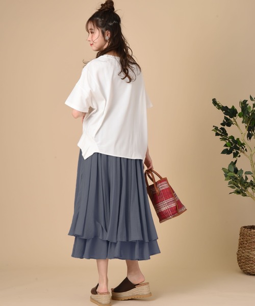INTERPLANET（インタープラネット）の「シアーレイヤードフレアースカート（スカート・レディース・モカ/チャコールグレー/ベージュ・FREE）」の8枚目の写真
