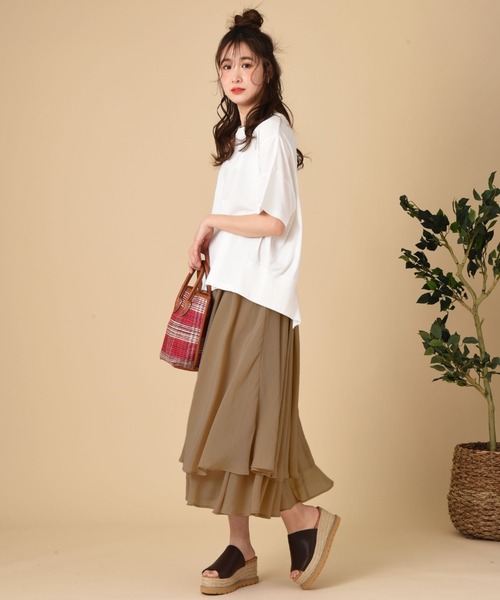INTERPLANET（インタープラネット）の「シアーレイヤードフレアースカート（スカート・レディース・モカ/チャコールグレー/ベージュ・FREE）」の10枚目の写真