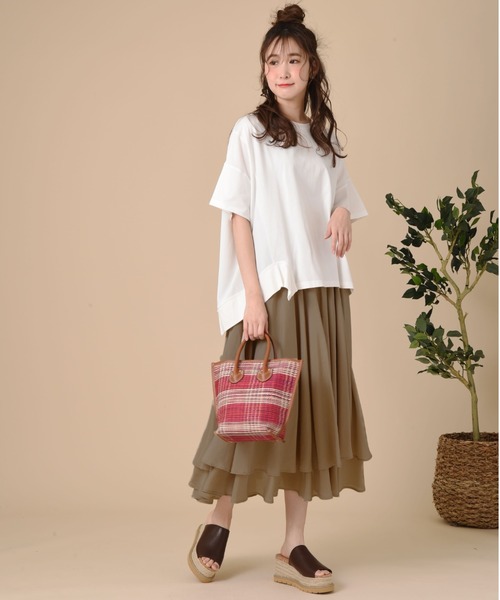 INTERPLANET（インタープラネット）の「シアーレイヤードフレアースカート（スカート・レディース・モカ/チャコールグレー/ベージュ・FREE）」の9枚目の写真