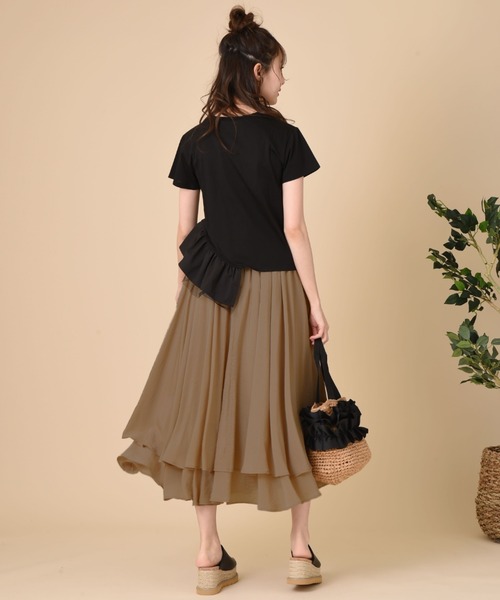 INTERPLANET（インタープラネット）の「シアーレイヤードフレアースカート（スカート・レディース・モカ/チャコールグレー/ベージュ・FREE）」の13枚目の写真