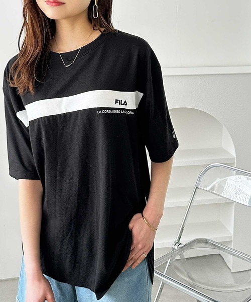 FILA（フィラ）の「＜ＦＩＬＡ＞ロゴプリントアソートＴシャツ（Tシャツ/カットソー・レディース・ブラック/ダークブラック/ホワイト/ホワイト系その他/ブラック系その他/オフホワイト/ホワイト系その他2/ブラック系その他2・LARGE/X-LARGE/MEDIUM/XX-LARGE）」の5枚目の写真