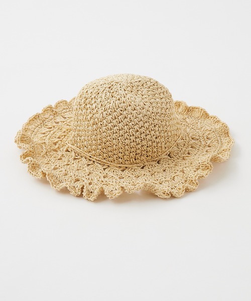 one after another NICE CLAUP(ワンアフターアナザーナイスクラップ)の「フレア麦わら帽子(キャップ・レディース・ブラウン/ナチュラル・FREE)」の3枚目の写真