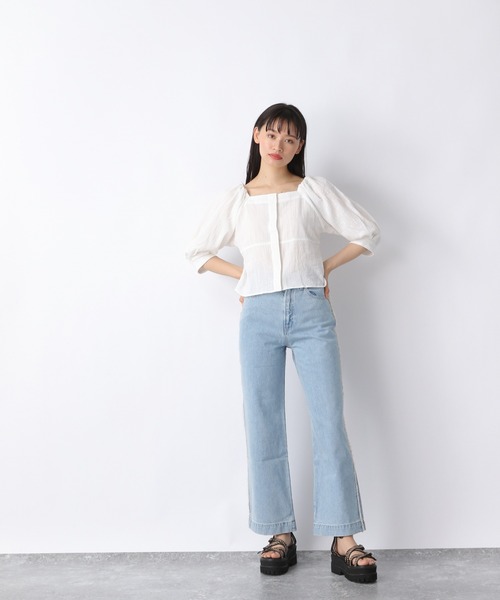 JEANASIS（ジーナシス）の「スクエアネックコットンブラウス/943183（シャツ/ブラウス・レディース・ブラック/ホワイト/ベージュ・FREE）」の4枚目の写真