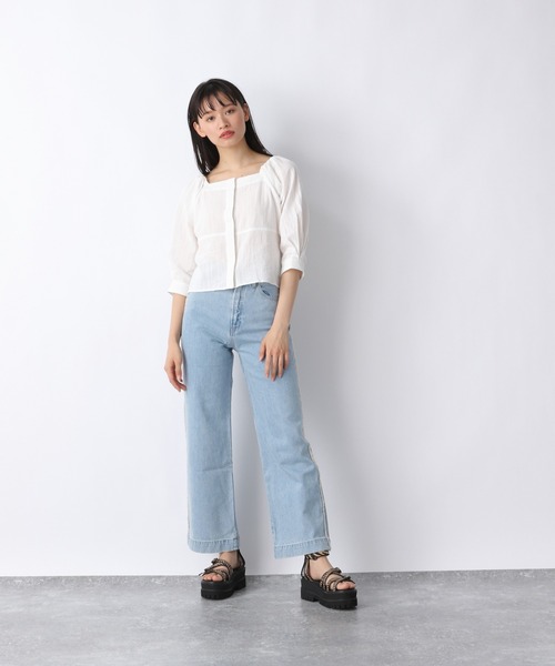 JEANASIS（ジーナシス）の「スクエアネックコットンブラウス/943183（シャツ/ブラウス・レディース・ブラック/ホワイト/ベージュ・FREE）」の5枚目の写真