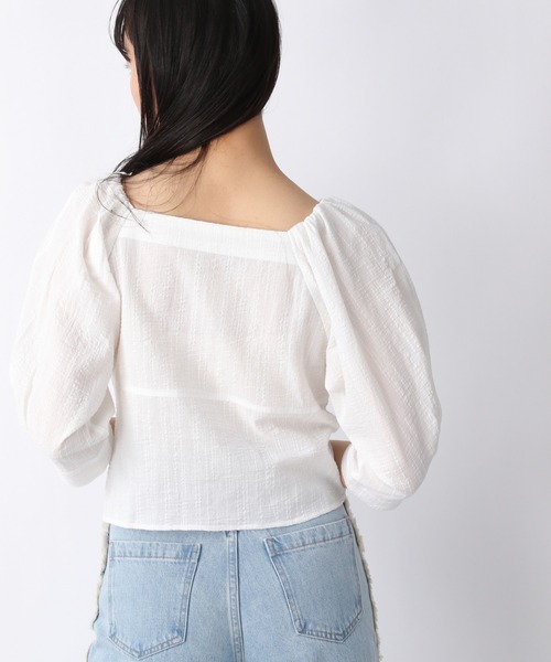 JEANASIS（ジーナシス）の「スクエアネックコットンブラウス/943183（シャツ/ブラウス・レディース・ブラック/ホワイト/ベージュ・FREE）」の6枚目の写真