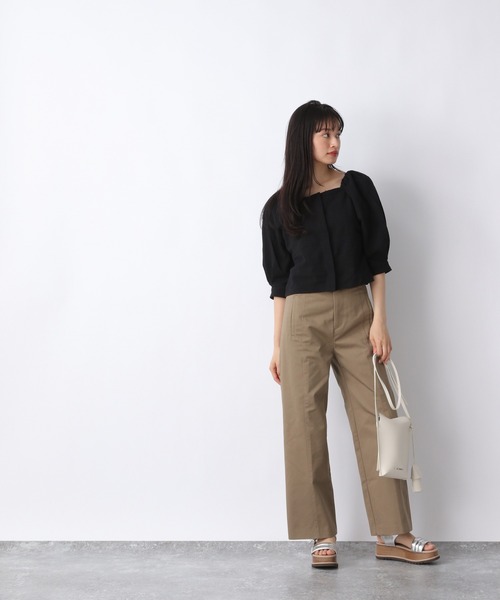 JEANASIS（ジーナシス）の「スクエアネックコットンブラウス/943183（シャツ/ブラウス・レディース・ブラック/ホワイト/ベージュ・FREE）」の7枚目の写真