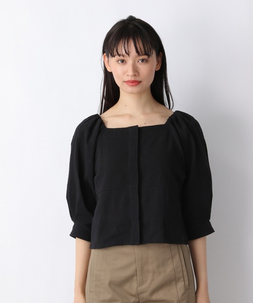 JEANASIS（ジーナシス）の「スクエアネックコットンブラウス/943183（シャツ/ブラウス・レディース・ブラック/ホワイト/ベージュ・FREE）」の11枚目の写真