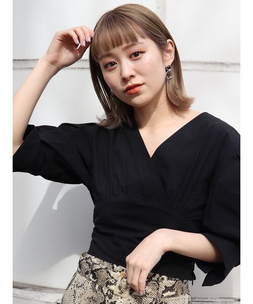 MURUA（ムルーア）の「カシュクールスリーブブラウス（シャツ/ブラウス・レディース・ブラック/イエロー/アイボリー・FREE）」の3枚目の写真