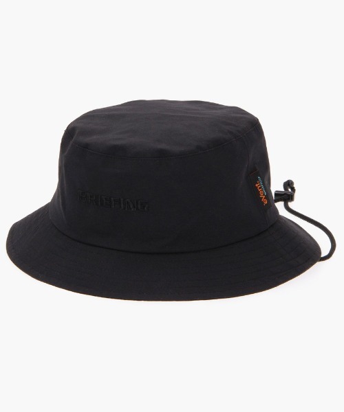 BRIEFING ブラック レインハット BRIEFING - MENS RAIN HAT / 刺繍ロゴ サファリハット ブラック
