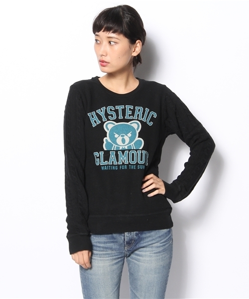 HYSTERIC GLAMOUR（ヒステリックグラマー）の「BEAR COLLEGE pt SW（スウェット・レディース・ホワイト/トップグレー/ブラック・FREE）」の2枚目の写真