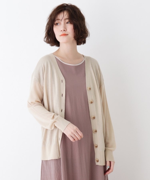 DRESKIP(ドレスキップ)の「◆洗える Vネックシアーニットカーディガン(カーディガン/ボレロ・レディース・ブラック/イエロー/ライトベージュ/オフホワイト・02/04/03)」の4枚目の写真