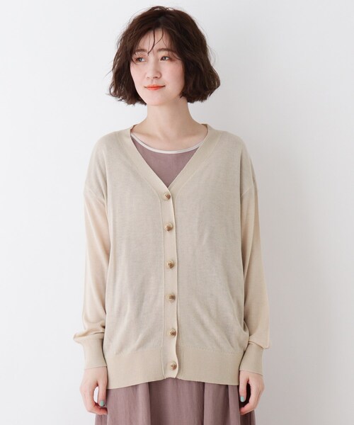 DRESKIP(ドレスキップ)の「◆洗える Vネックシアーニットカーディガン(カーディガン/ボレロ・レディース・ブラック/イエロー/ライトベージュ/オフホワイト・02/04/03)」の5枚目の写真