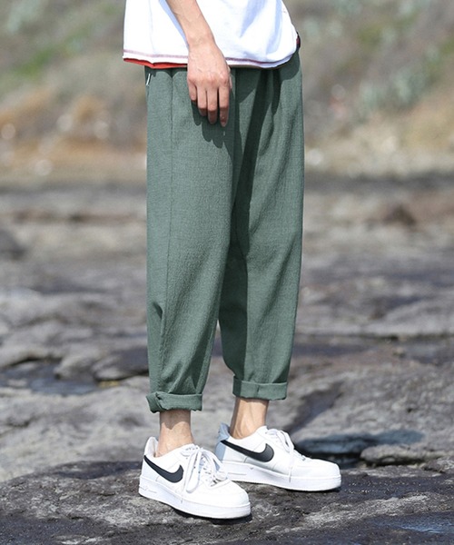 HOOK(フック)の「【HOOK】【2021新作】 涼感素材 9分丈リラックス チノパンツ(チノパンツ・メンズ・ブラック/グリーン/ダークグレー・M/L/XL/XXL)」の3枚目の写真