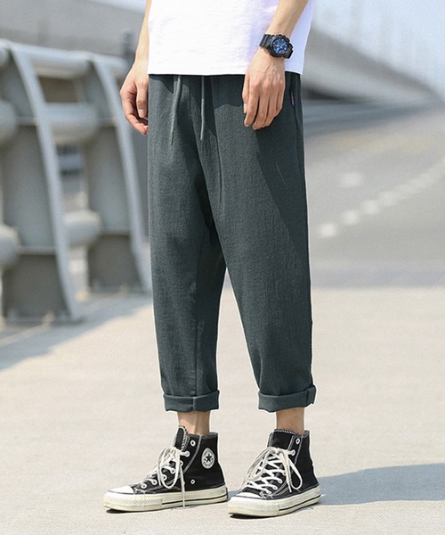 HOOK(フック)の「【HOOK】【2021新作】 涼感素材 9分丈リラックス チノパンツ(チノパンツ・メンズ・ブラック/グリーン/ダークグレー・M/L/XL/XXL)」の7枚目の写真