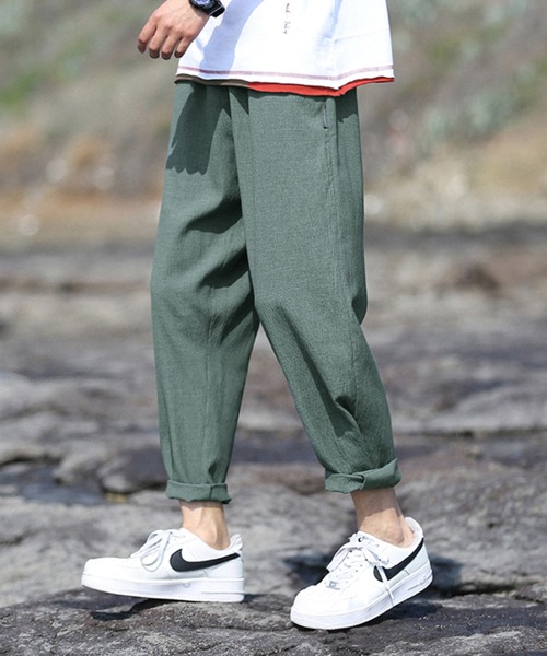 HOOK(フック)の「【HOOK】【2021新作】 涼感素材 9分丈リラックス チノパンツ(チノパンツ・メンズ・ブラック/グリーン/ダークグレー・M/L/XL/XXL)」の8枚目の写真