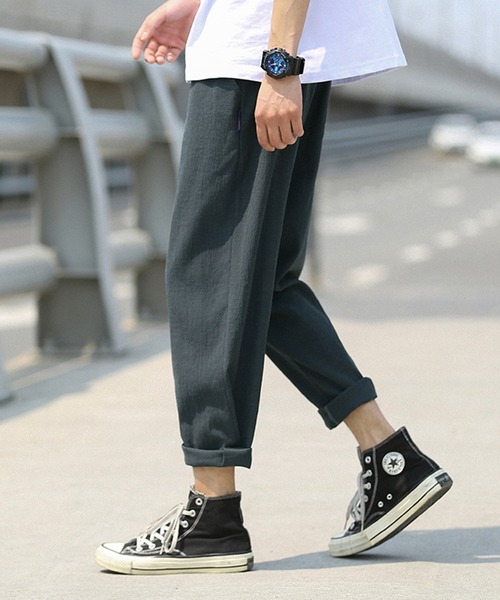 HOOK(フック)の「【HOOK】【2021新作】 涼感素材 9分丈リラックス チノパンツ(チノパンツ・メンズ・ブラック/グリーン/ダークグレー・M/L/XL/XXL)」の12枚目の写真