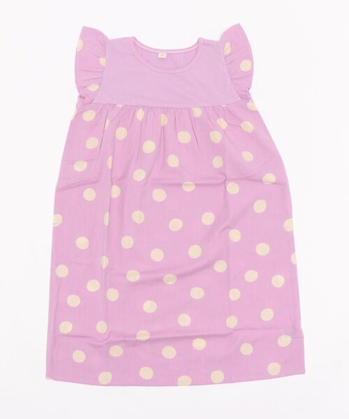 DISCOAT(ディスコート)の「【キッズ】EC店舗限定綿麻フリルプリントワンピース(ワンピース・キッズ・ベージュ/ネイビー/バイオレット・120/130)」の3枚目の写真