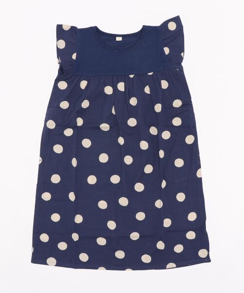 DISCOAT(ディスコート)の「【キッズ】EC店舗限定綿麻フリルプリントワンピース(ワンピース・キッズ・ベージュ/ネイビー/バイオレット・120/130)」の1枚目の写真