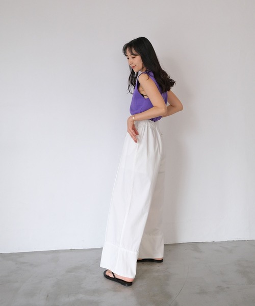 AKTE 黒 ワイドパンツ AKTE（アクテ）の「コットンワイドパンツ（その他パンツ）」 - WEAR