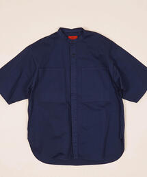 BLUE WORK | ブロークンツイル バンドカラーショートスリーブシャツ(シャツ/ブラウス)