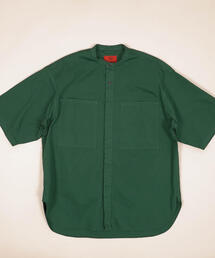 BLUE WORK | ブロークンツイル バンドカラーショートスリーブシャツ(シャツ/ブラウス)