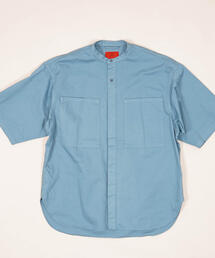 BLUE WORK | ブロークンツイル バンドカラーショートスリーブシャツ(シャツ/ブラウス)