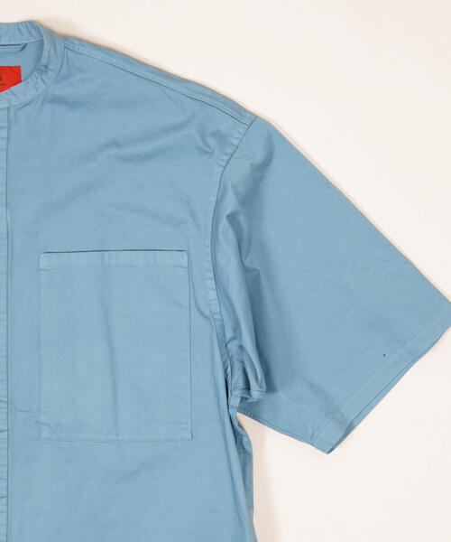 BLUE WORK（ブルーワーク）の「ブロークンツイル バンドカラーショートスリーブシャツ（シャツ/ブラウス・メンズ・ライトブルー/ダークブルー/ホワイト/カーキ・S/XS/M）」の11枚目の写真