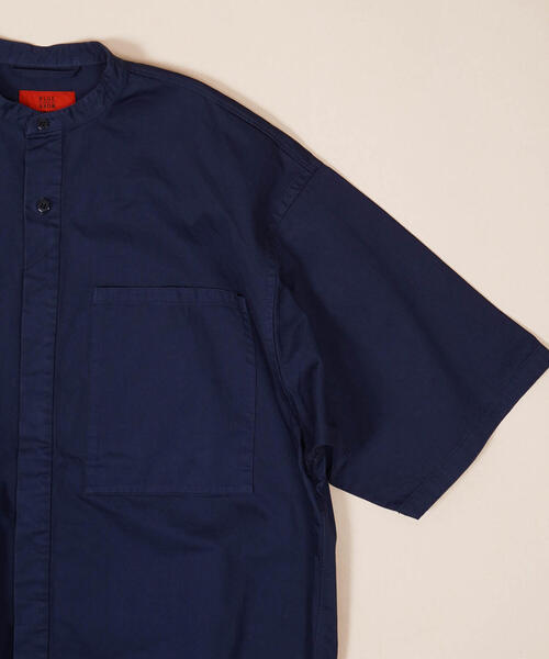 BLUE WORK（ブルーワーク）の「ブロークンツイル バンドカラーショートスリーブシャツ（シャツ/ブラウス・メンズ・ライトブルー/ダークブルー/ホワイト/カーキ・S/XS/M）」の14枚目の写真