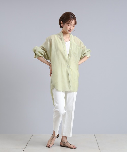 DouDou（ドゥドゥ）の「オーバーチュニックシャツ（シャツ/ブラウス・レディース・オフホワイト/グリーン/パープル・FREE）」の20枚目の写真