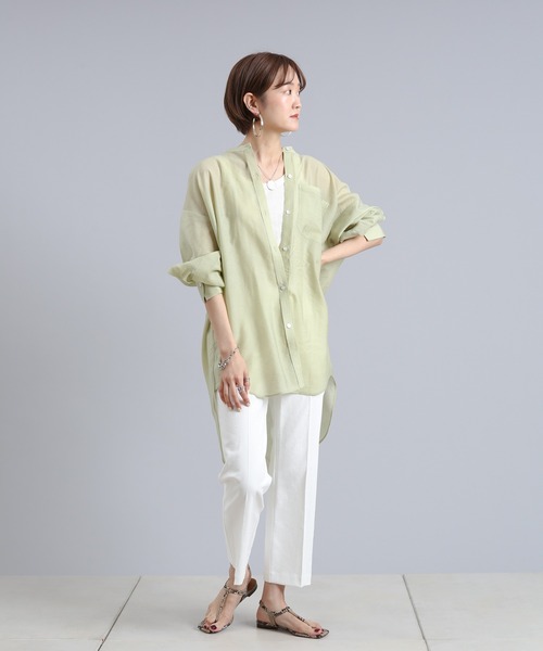 DouDou（ドゥドゥ）の「オーバーチュニックシャツ（シャツ/ブラウス・レディース・オフホワイト/グリーン/パープル・FREE）」の21枚目の写真