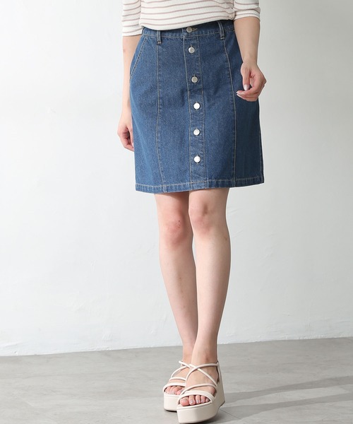 Honeys（ハニーズ）の「デニム台形スカート（デニムスカート