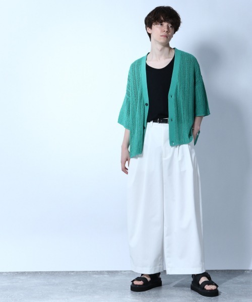 HARE（ハレ）の「スカシアミニットカーディガン(HARE)（ニット/セーター・メンズ・ブラック/グレー/グリーン・FREE）」の14枚目の写真