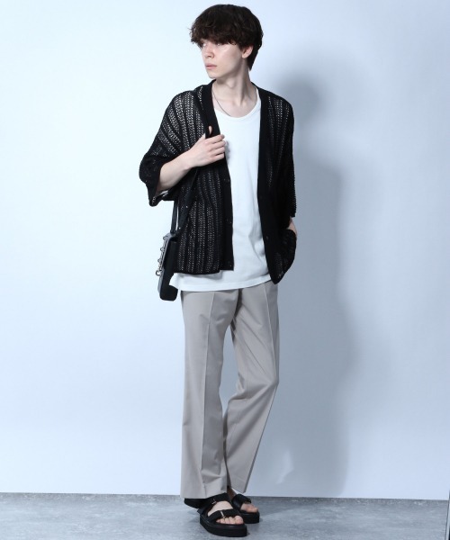 HARE（ハレ）の「スカシアミニットカーディガン(HARE)（ニット/セーター・メンズ・ブラック/グレー/グリーン・FREE）」の8枚目の写真