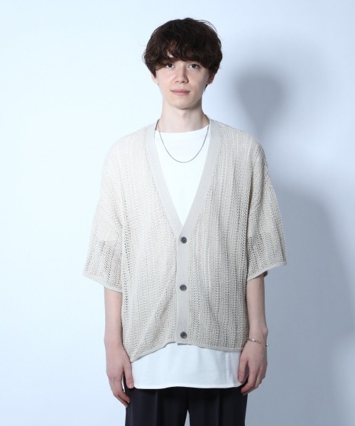 HARE（ハレ）の「スカシアミニットカーディガン(HARE)（ニット/セーター・メンズ・ブラック/グレー/グリーン・FREE）」の12枚目の写真