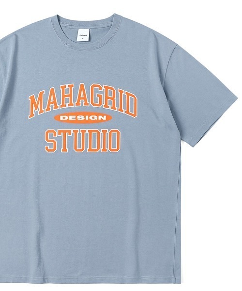 MAHAGRID（マハグリッド）の「『mahagrid/マハグリッド』COLLEGE LOGO TEE/カレッジ ロゴ 半袖Tシャツ（Tシャツ/カットソー・メンズ・ホワイト/ブラック/ネイビー/ブルー/アイボリー/ブラック×グレー・M/L/XL/S）」の6枚目の写真