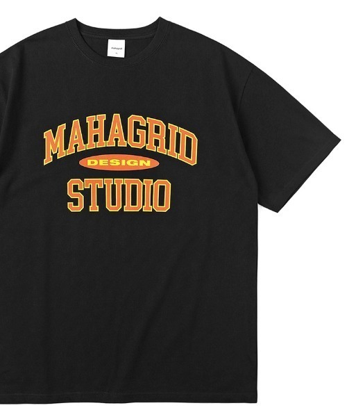 MAHAGRID（マハグリッド）の「『mahagrid/マハグリッド』COLLEGE LOGO TEE/カレッジ ロゴ 半袖Tシャツ（Tシャツ/カットソー・メンズ・ホワイト/ブラック/ネイビー/ブルー/アイボリー/ブラック×グレー・M/L/XL/S）」の3枚目の写真