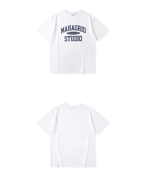 MAHAGRID（マハグリッド）の「『mahagrid/マハグリッド』COLLEGE LOGO TEE/カレッジ ロゴ 半袖Tシャツ（Tシャツ/カットソー・メンズ・ホワイト/ブラック/ネイビー/ブルー/アイボリー/ブラック×グレー・M/L/XL/S）」の12枚目の写真