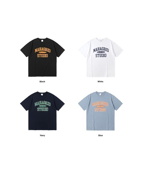 MAHAGRID（マハグリッド）の「『mahagrid/マハグリッド』COLLEGE LOGO TEE/カレッジ ロゴ 半袖Tシャツ（Tシャツ/カットソー・メンズ・ホワイト/ブラック/ネイビー/ブルー/アイボリー/ブラック×グレー・M/L/XL/S）」の16枚目の写真