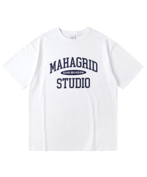 MAHAGRID（マハグリッド）の「『mahagrid/マハグリッド』COLLEGE LOGO TEE/カレッジ ロゴ 半袖Tシャツ（Tシャツ/カットソー・メンズ・ホワイト/ブラック/ネイビー/ブルー/アイボリー/ブラック×グレー・M/L/XL/S）」の18枚目の写真