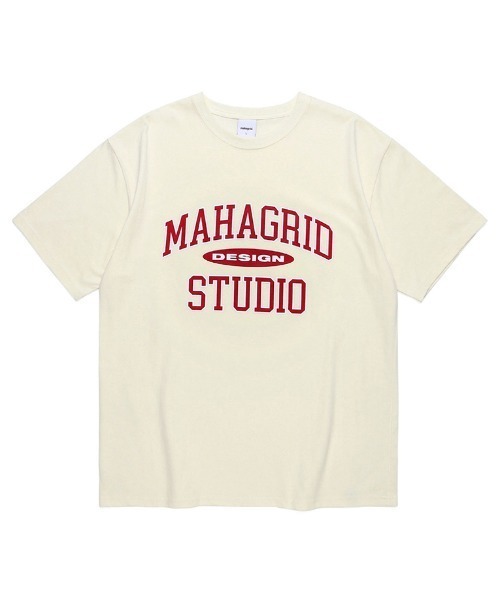 MAHAGRID（マハグリッド）の「『mahagrid/マハグリッド』COLLEGE LOGO TEE/カレッジ ロゴ 半袖Tシャツ（Tシャツ/カットソー・メンズ・ホワイト/ブラック/ネイビー/ブルー/アイボリー/ブラック×グレー・M/L/XL/S）」の19枚目の写真