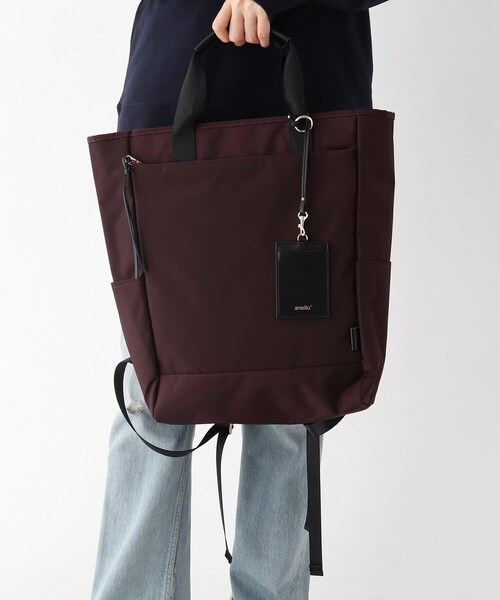 anello(アネロ)の「◆anello/アネロ NOAH 撥水 2WAY トートリュック(バックパック/リュック・レディース・ブラック/ネイビー/グレー/オリーブ/レッド系1・99)」の5枚目の写真