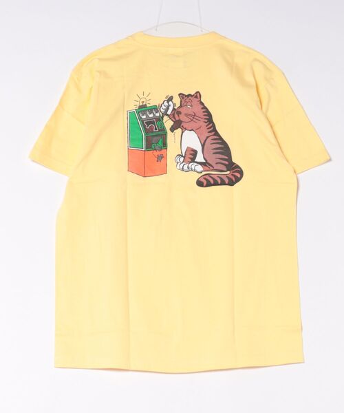 HOUSTON（ヒューストン）の「【HOUSTON】PRINT EMBROIDERY TEE(ALLEY CAT)（Tシャツ/カットソー・メンズ・ホワイト/イエロー・MEDIUM/LARGE/X-LARGE/XX-LARGE）」の3枚目の写真