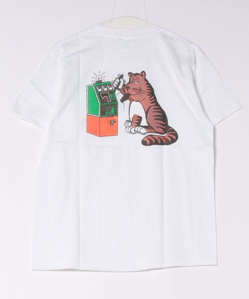 HOUSTON（ヒューストン）の「【HOUSTON】PRINT EMBROIDERY TEE(ALLEY CAT)（Tシャツ/カットソー・メンズ・ホワイト/イエロー・MEDIUM/LARGE/X-LARGE/XX-LARGE）」の4枚目の写真