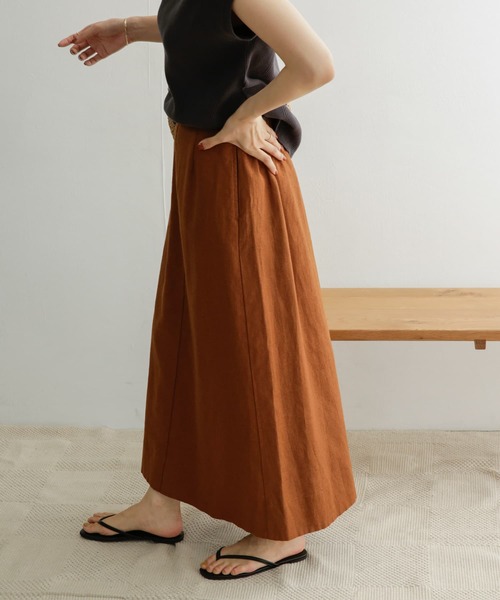 URBAN RESEARCH ラミーフレアマキシスカート　ブラウン ロングリネン URBAN RESEARCH ラミーフレアマキシスカート ブラウン ロング