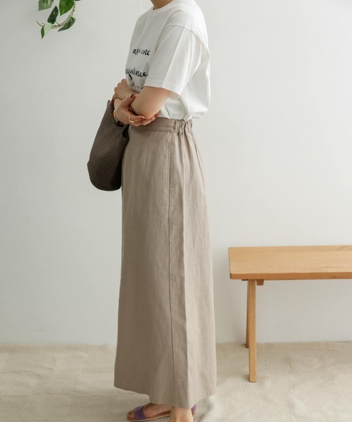 URBAN RESEARCH ラミーフレアマキシスカート　ブラウン ロングリネン URBAN RESEARCH ラミーフレアマキシスカート ブラウン ロング