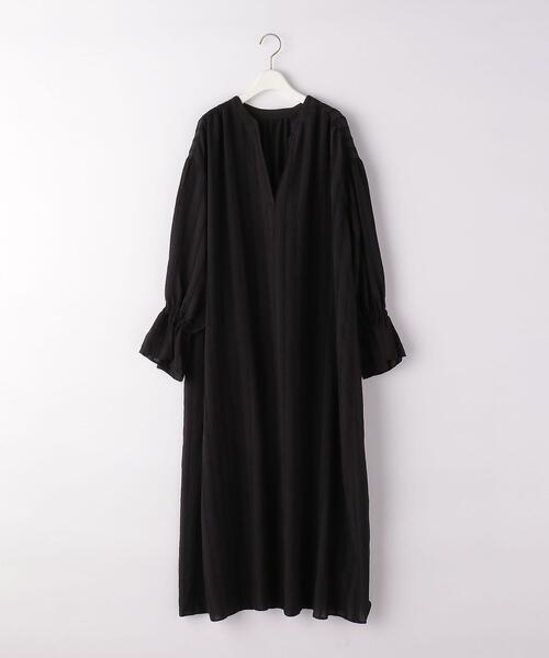 green label relaxing（グリーンレーベルリラクシング）の「モール ストライプ ワンピース（ワンピース・レディース・ブラック/ターコイズブルー/モカ・FREE）」の17枚目の写真