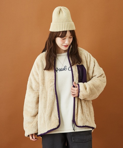 CUBE SUGAR（キューブシュガー）の「ソフトボア アウトドア ジップアップ ブルゾン（ブルゾン・レディース・マルチ/チャコールグレー/ブラウン/ナチュラル・M）」の3枚目の写真