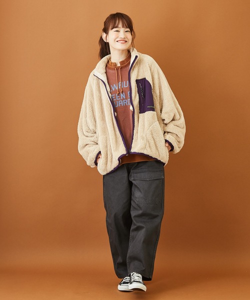 CUBE SUGAR（キューブシュガー）の「ソフトボア アウトドア ジップアップ ブルゾン（ブルゾン・レディース・マルチ/チャコールグレー/ブラウン/ナチュラル・M）」の5枚目の写真